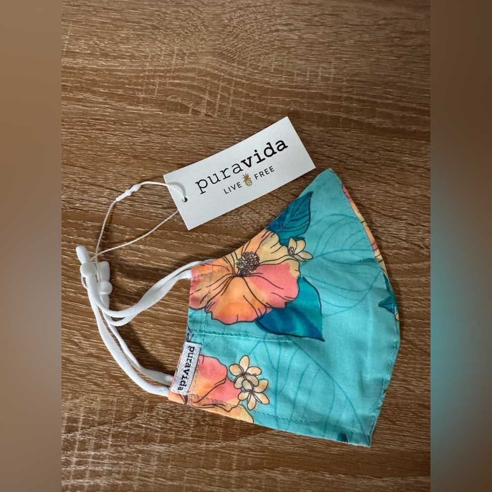 Pura Vida Floral Mask - Turquoise and Peach
